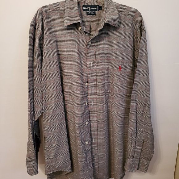 Ralph Lauren classic fit brown checks men's long sleeves shirt size L. - Picture 3 of 15